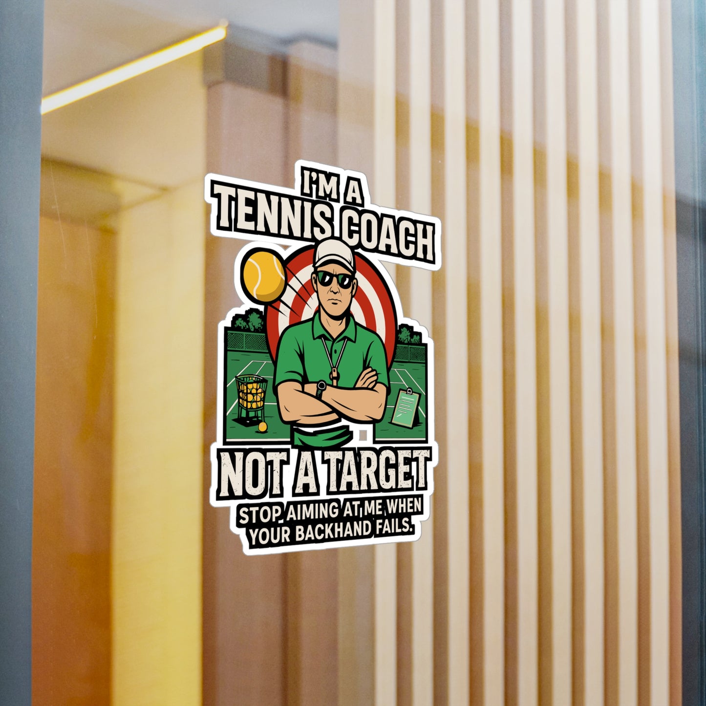 I'm A Tennis Coach Not A Target - Tennis Coach Sticker - For Laptop, Water Bottle - Gift for Tennis Instructors, Coaches