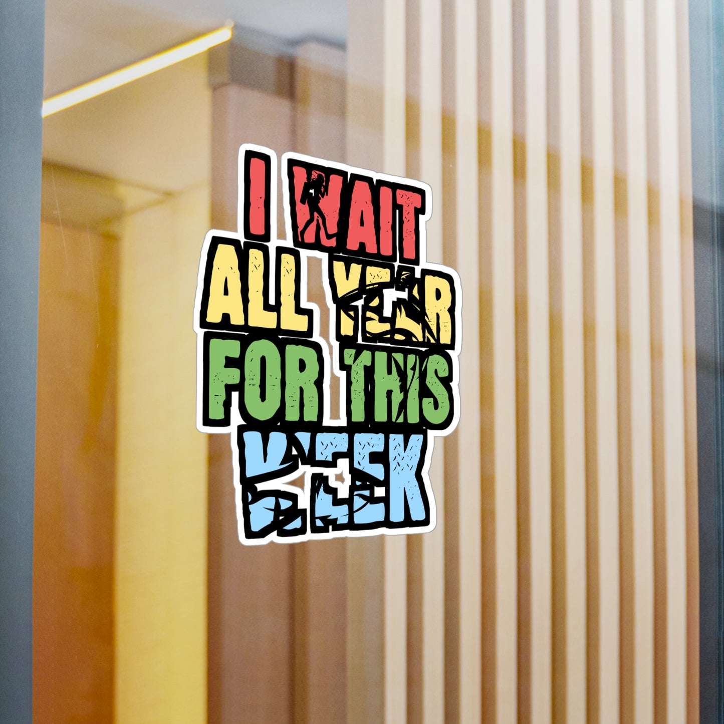 I Wait All Year For This Week - Sharks Sticker for Laptop Sticker. Water Bottle Sticker, Vinyl Marine Decal - Sharks Gift