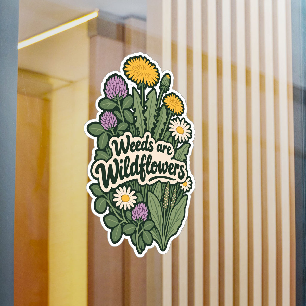 Plants Sticker - Weeds are Wildflowers, Dandelion Decals for Laptop or Water Bottle, Friendship Gift for Nature Lovers
