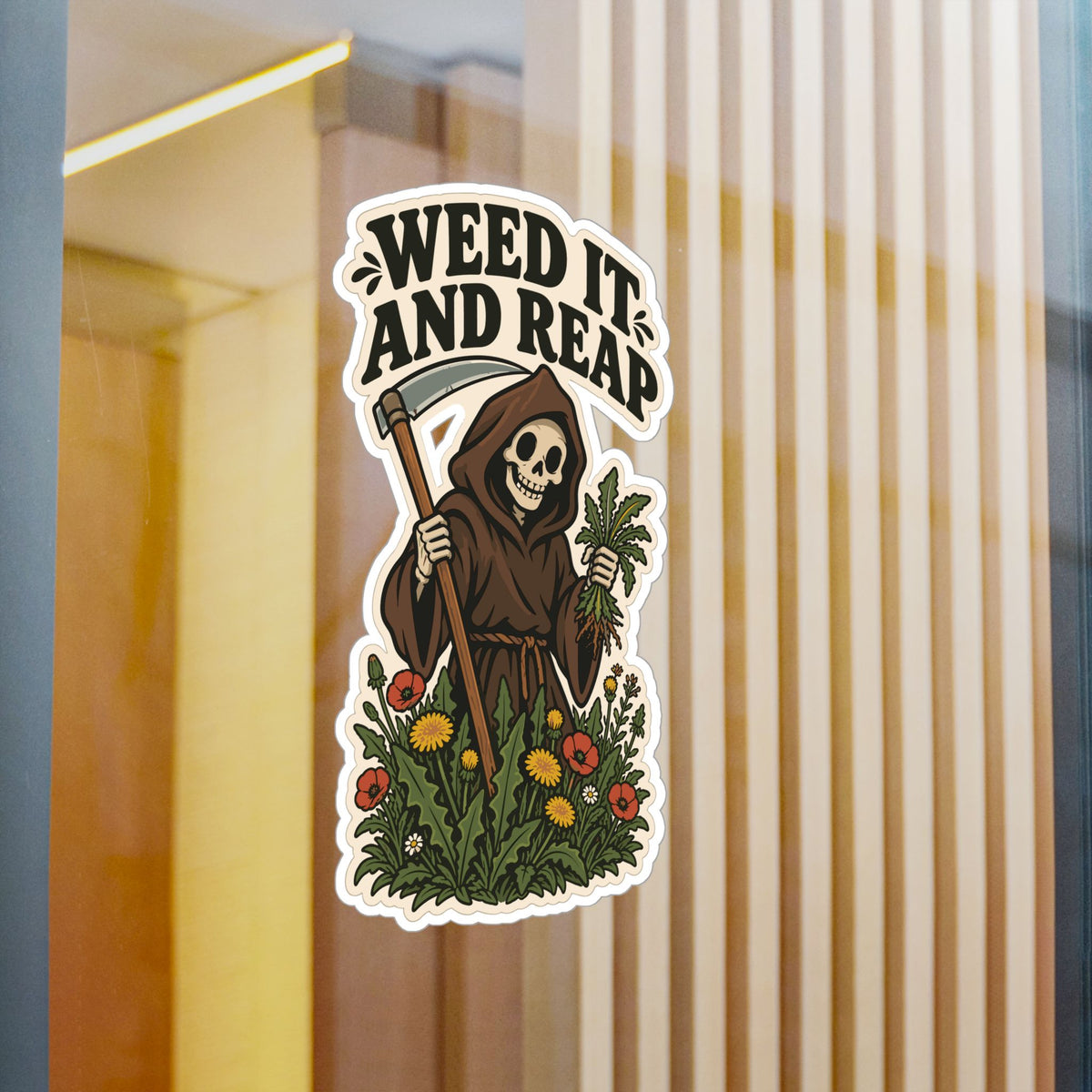 Plants Sticker - Weed It And Reap Dandelion Design, Nature-Inspired Friendship Decals for Laptop and Water Bottle