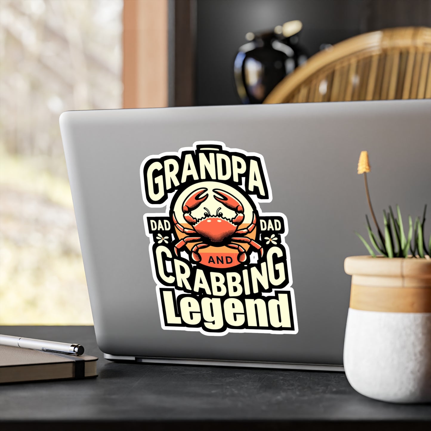 Grandpa, Dad, and Crabbing Legend - Crab Sticker for Laptop Sticker. Water Bottle Sticker, Vinyl Crabbing Decal - Crab Gift