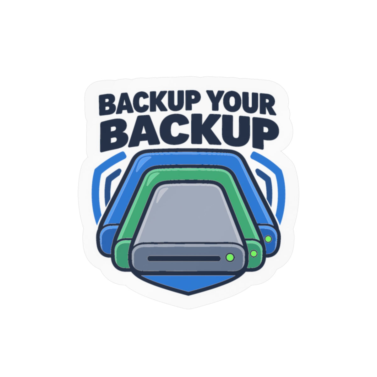 Tech Sticker – Backup Your Backup, Reboot Button and Bandage Design, Decals for Laptop and Water Bottle