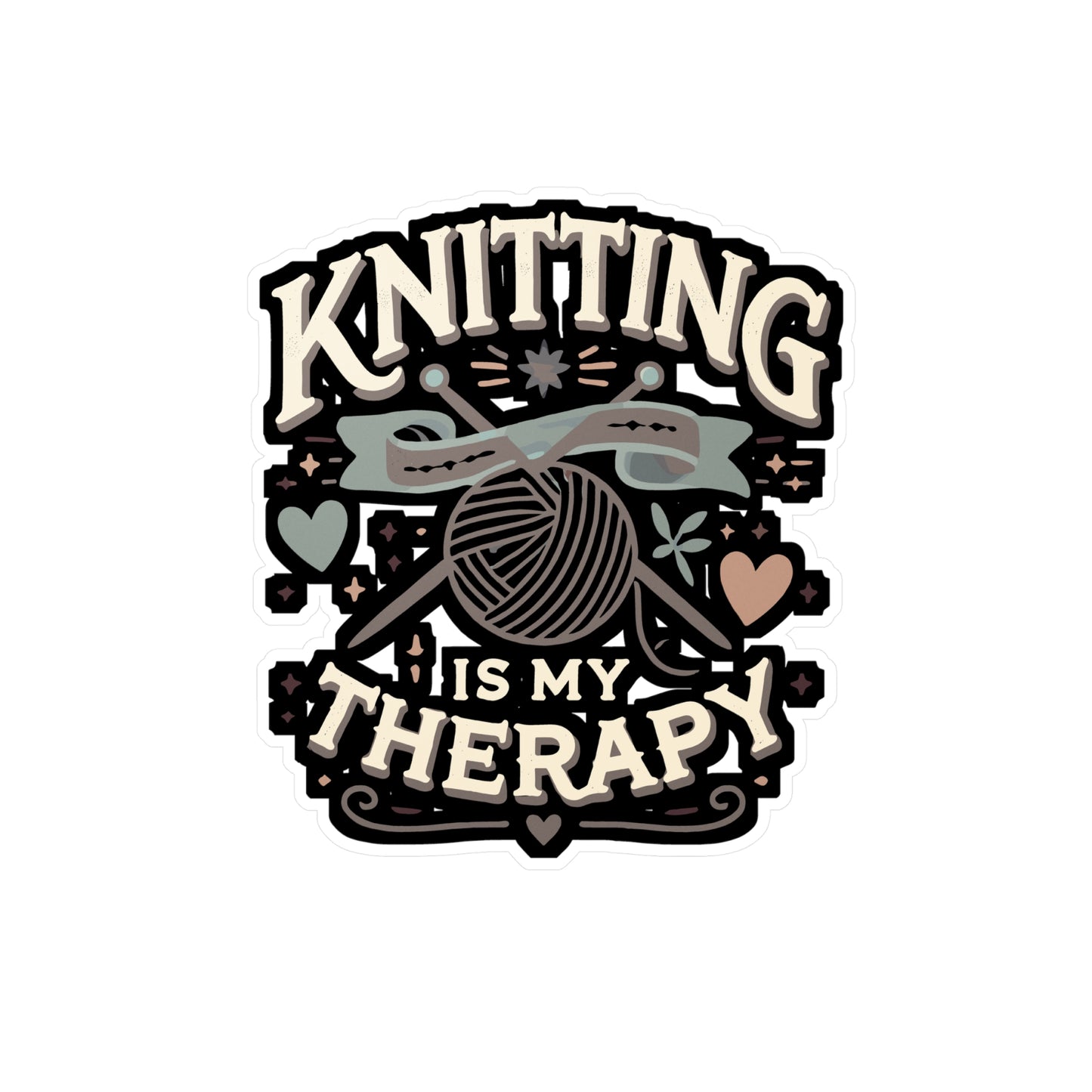 Knitting Is My Therapy - Knitting Sticker for Laptop Sticker. Water Bottle Sticker, Vinyl Yarn Decal - Knitting Gift