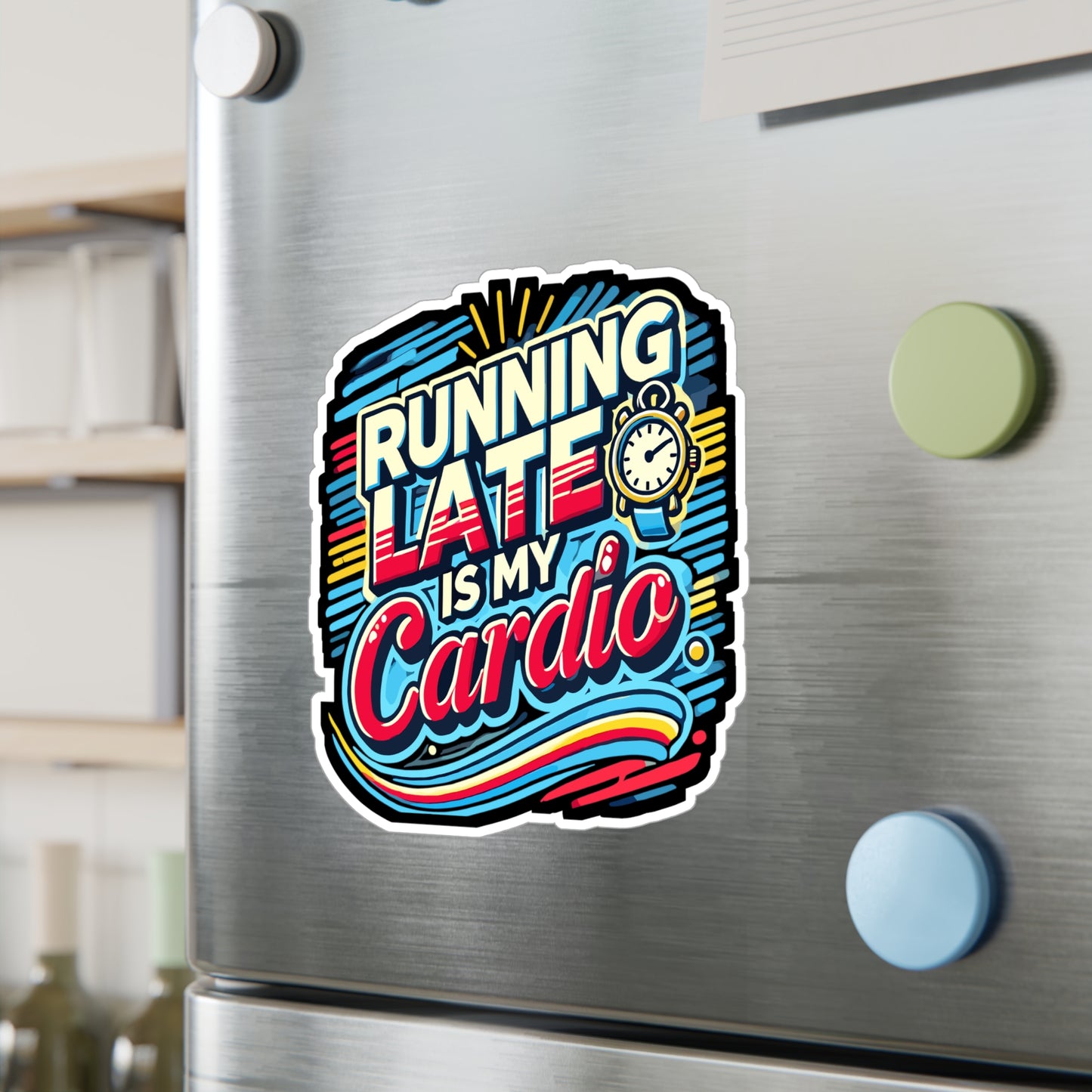 Running Late is My Cardio – Funny Vinyl Sticker for Laptop or Water Bottle | Sarcastic Fitness Gift, Humor Decal