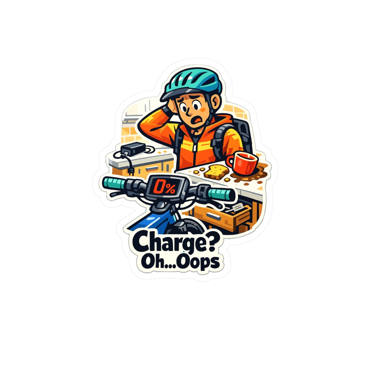 E-Bike Sticker Charge? Oh…Oops Funny Electric Bike Decals Waterproof Vinyl for Laptop Water Bottle Ecycling E Cyclist
