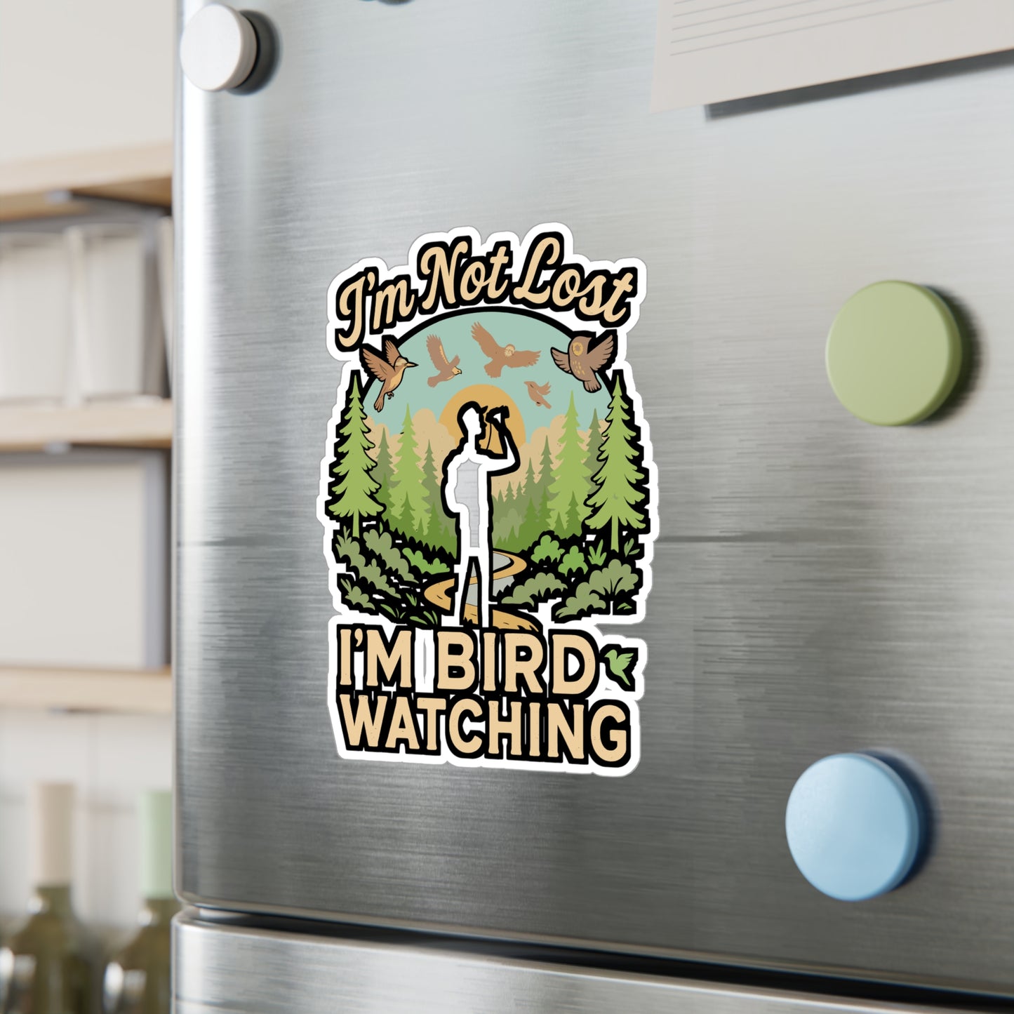 I'm Not Lost I'm Bird Watching – Birdwatcher Sticker for Laptop or Water Bottle | Vinyl Binocular Decal, Nature Lover Gift