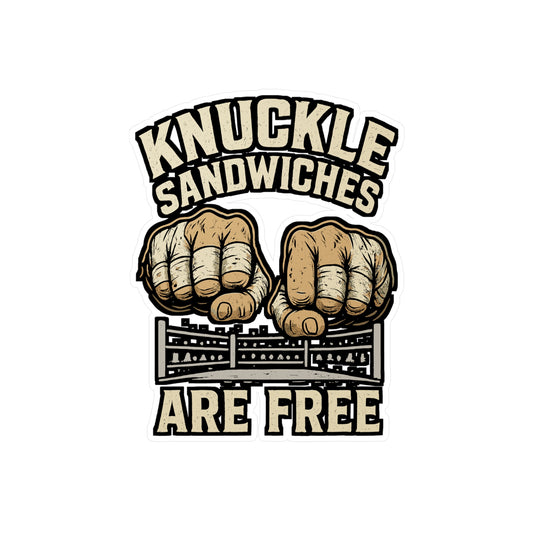 Knuckle Sandwiches Are Free - Boxing Sticker for Laptop, Water Bottle - Funny Gift for Boxers, Gym Fans, Sports Enthusiasts