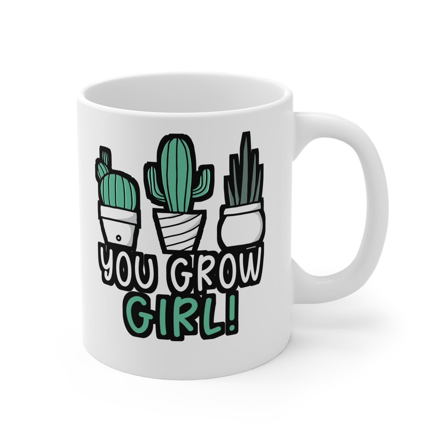 You Grow Girl - Gardening Mug for Coffee 11oz. Gardening Cup, White ceramic, Compost Mug, Herbs Tea Cup - Gardening Gift