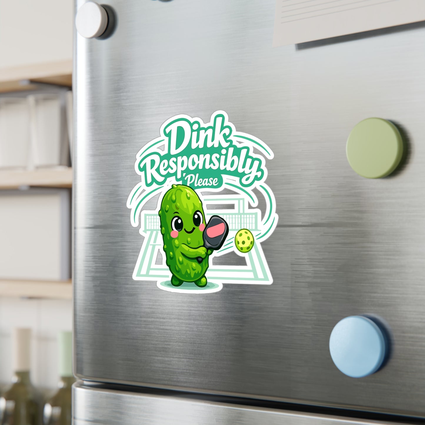 Pickleball Sticker “Dink Responsibly, Please” Funny Pickle Athlete Design, Waterproof Vinyl Decals for Laptop Water Bottle, Competition Style