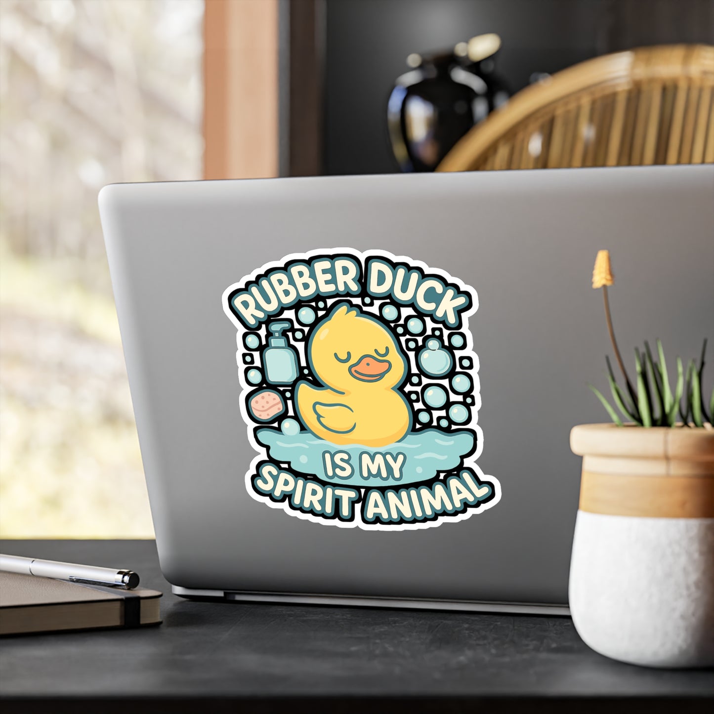 Rubber Duck Is My Spirit Animal - Rubber Duck Sticker for Laptop, Water Bottle - Funny Gift for Duck Lovers, Kids, Teens