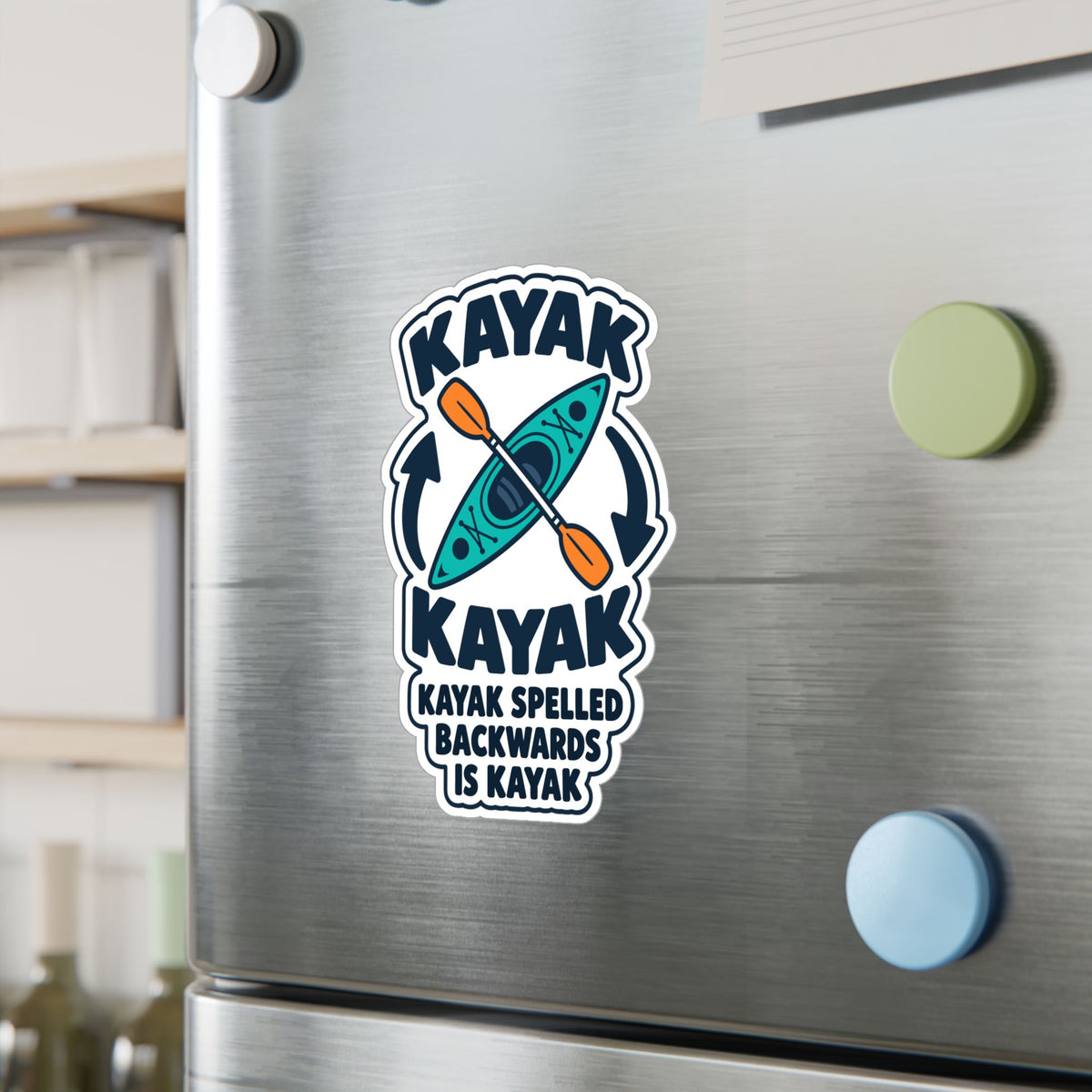 Kayak Sticker - Spelled Backwards Is Kayak, Funny Kayaking and Rowing Decals for Any Kayaker, Laptop or Water Bottle