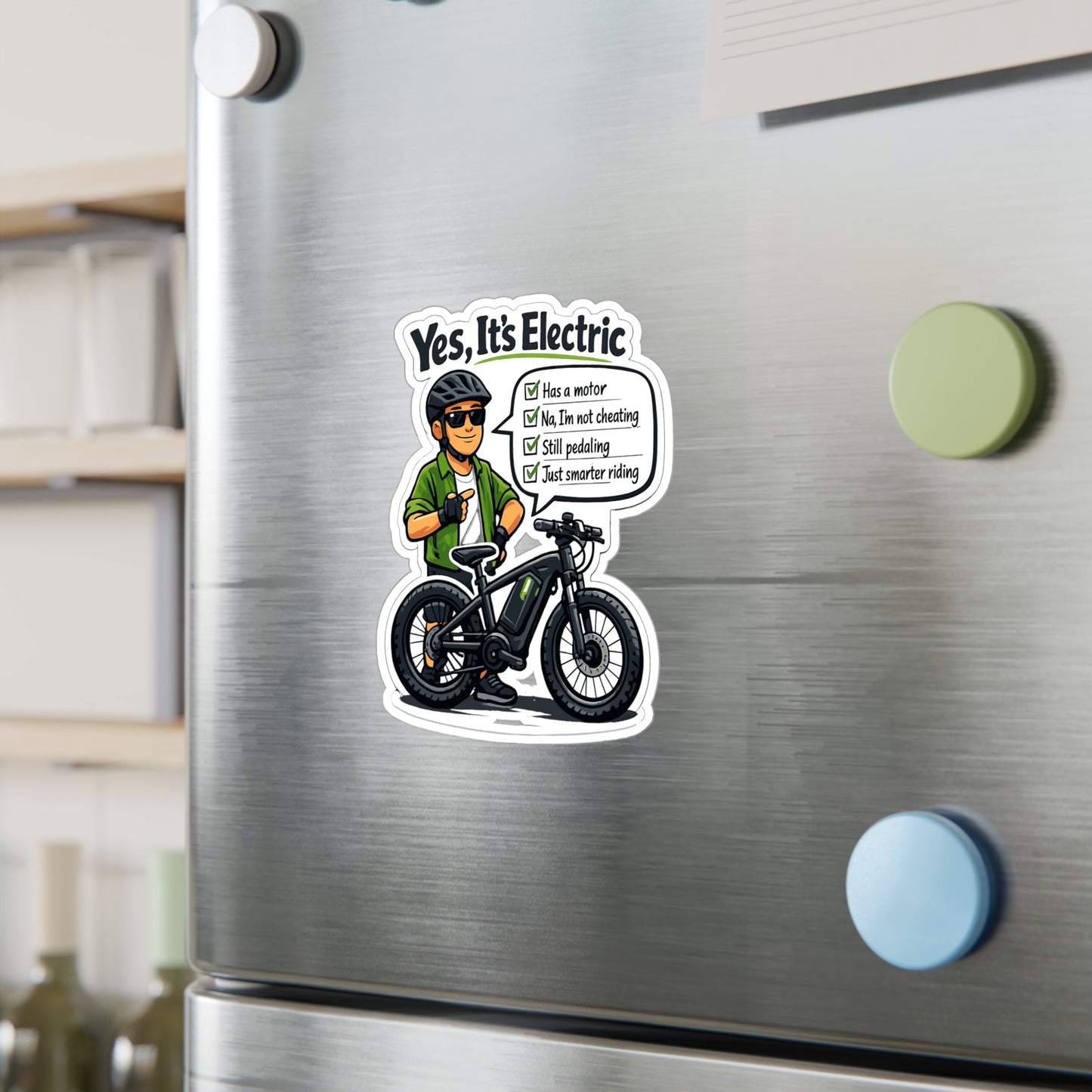 E-Bike Sticker Yes, It’s Electric - Waterproof Vinyl Decals for Electric Bike, Laptop, Water Bottle, eCycling e Cyclist