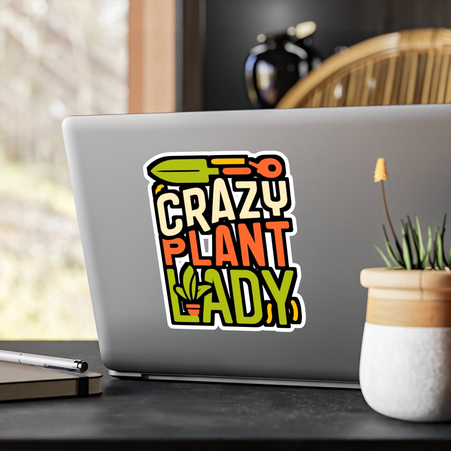 Crazy Plant Lady - Gardening Sticker for Laptop Sticker. Water Bottle Sticker, Vinyl Landscaper Decal - Gardening Gift