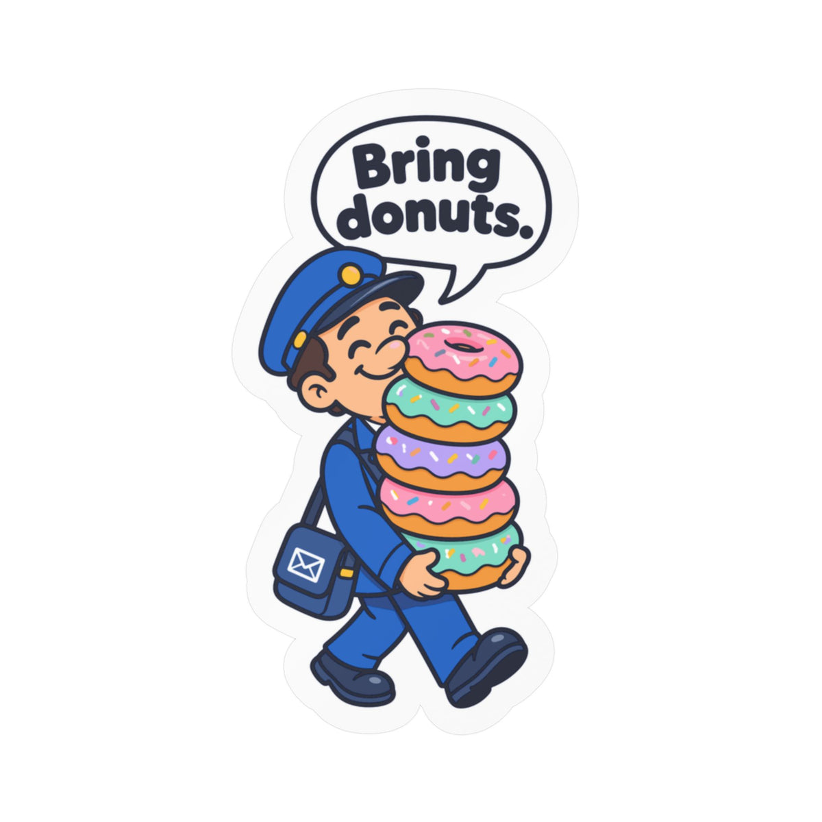 Postal Worker Sticker – Bring Donuts Funny Rural Carrier Mailbox Decals for Laptop, Water Bottle, Waterproof Vinyl