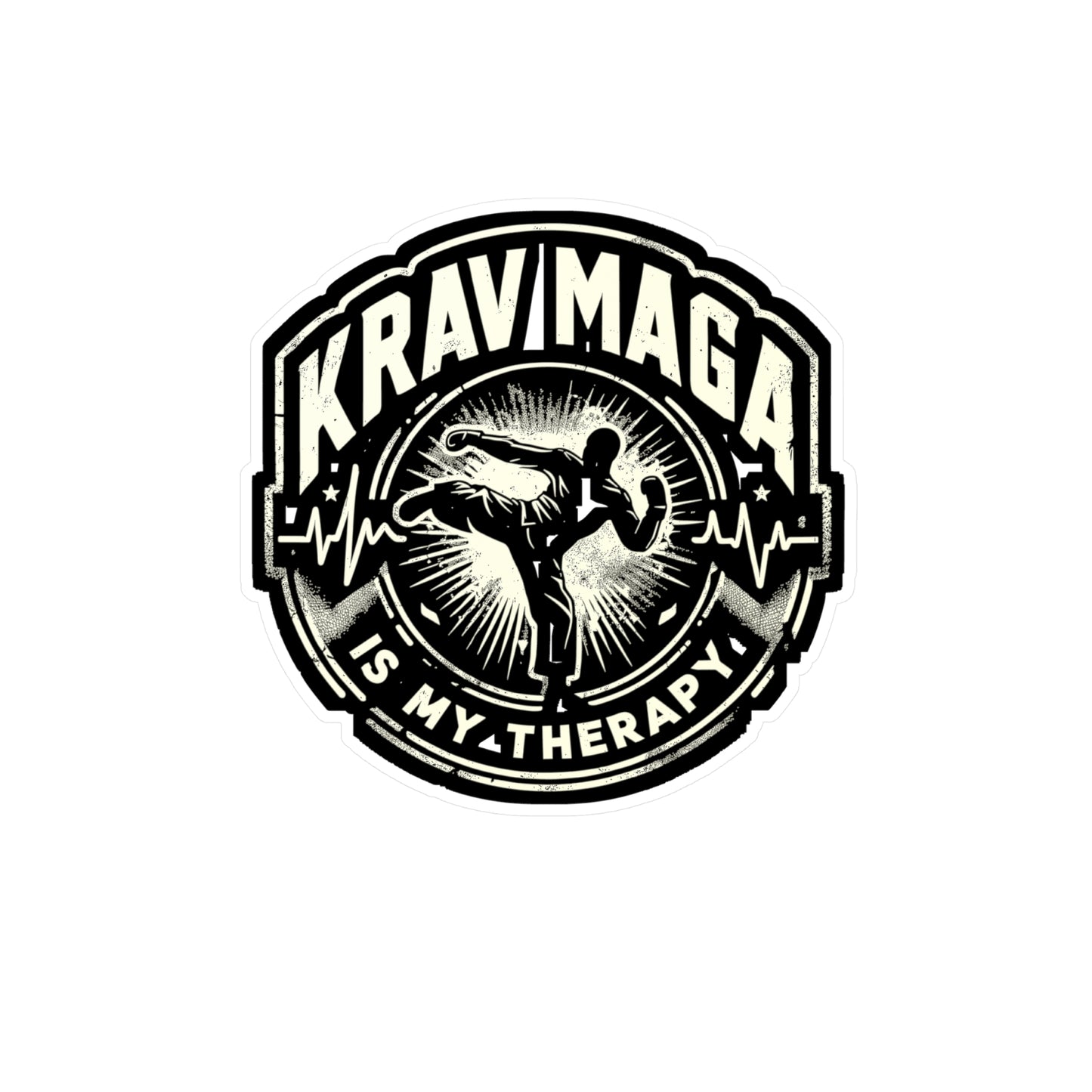 Krav Maga Is My Therapy - Krav Maga Sticker for Laptop Sticker. Water Bottle Sticker, Vinyl Martial arts Decal - Krav Maga Gift