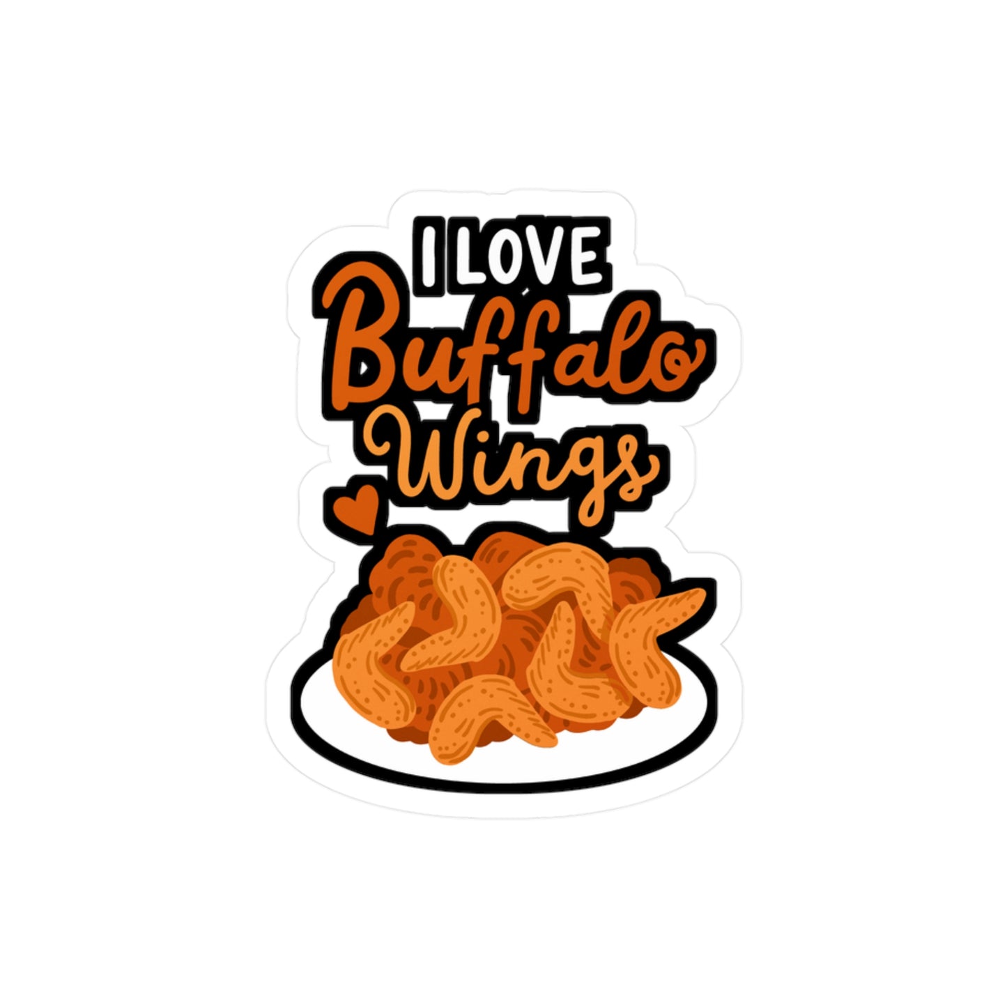 I Love Buffalo Wings - Chicken-wings Sticker for Laptop Sticker. Water Bottle Sticker, Vinyl Buffalo Decal - Chicken-wings Gift