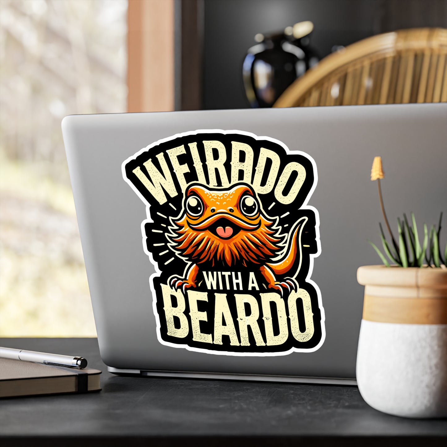 Weirdo With A Beardo - Lizards Sticker for Laptop Sticker. Water Bottle Sticker, Vinyl Beardies Decal - Lizards Gift