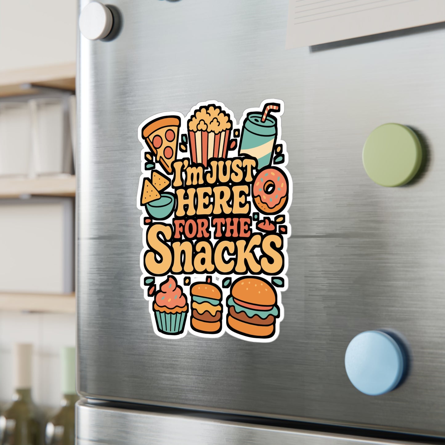 I'm Just Here for the Snacks – Funny Foodie Sticker | Vinyl Decal for Laptop or Water Bottle | Snack Lover Gift