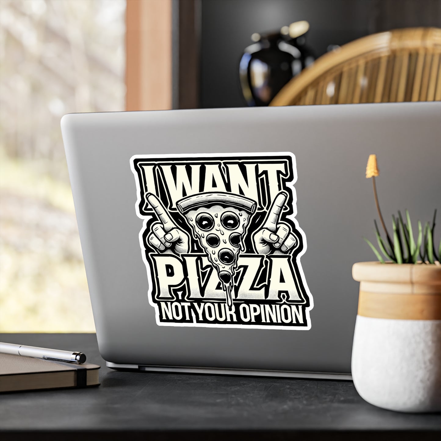 I want Pizza Not your Opinion - Debate Sticker for Laptop Sticker. Water Bottle Sticker, Vinyl Discussion Decal - Debate Gift