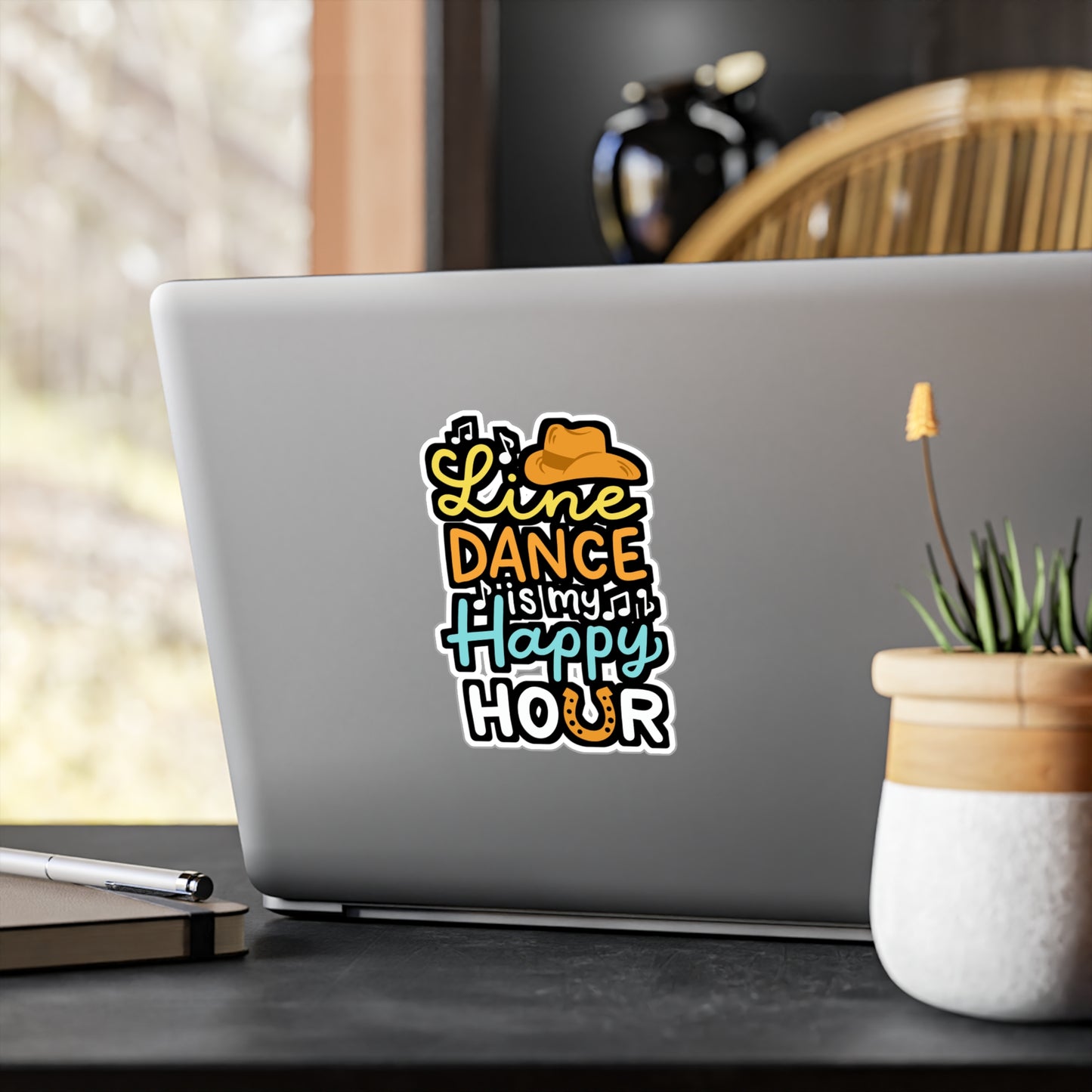 Line Dance Is My Happy Hour - Line dance Sticker for Laptop Sticker. Water Bottle Sticker, Vinyl Dancer Decal - Line dance Gift