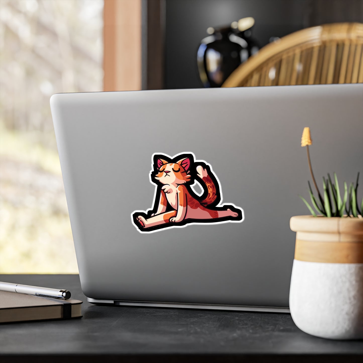 Yoga Namaste Cat - Yoga Sticker for Car Window Laptop Sticker. Water Bottle Sticker, Vinyl Philoslothical Decal, Funny Sticker - Yoga Gift