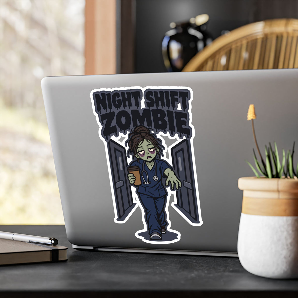 Nurse Sticker Night Shift Zombie Decals for Laptop and Water Bottle, Waterproof Vinyl Nursing Student Gift
