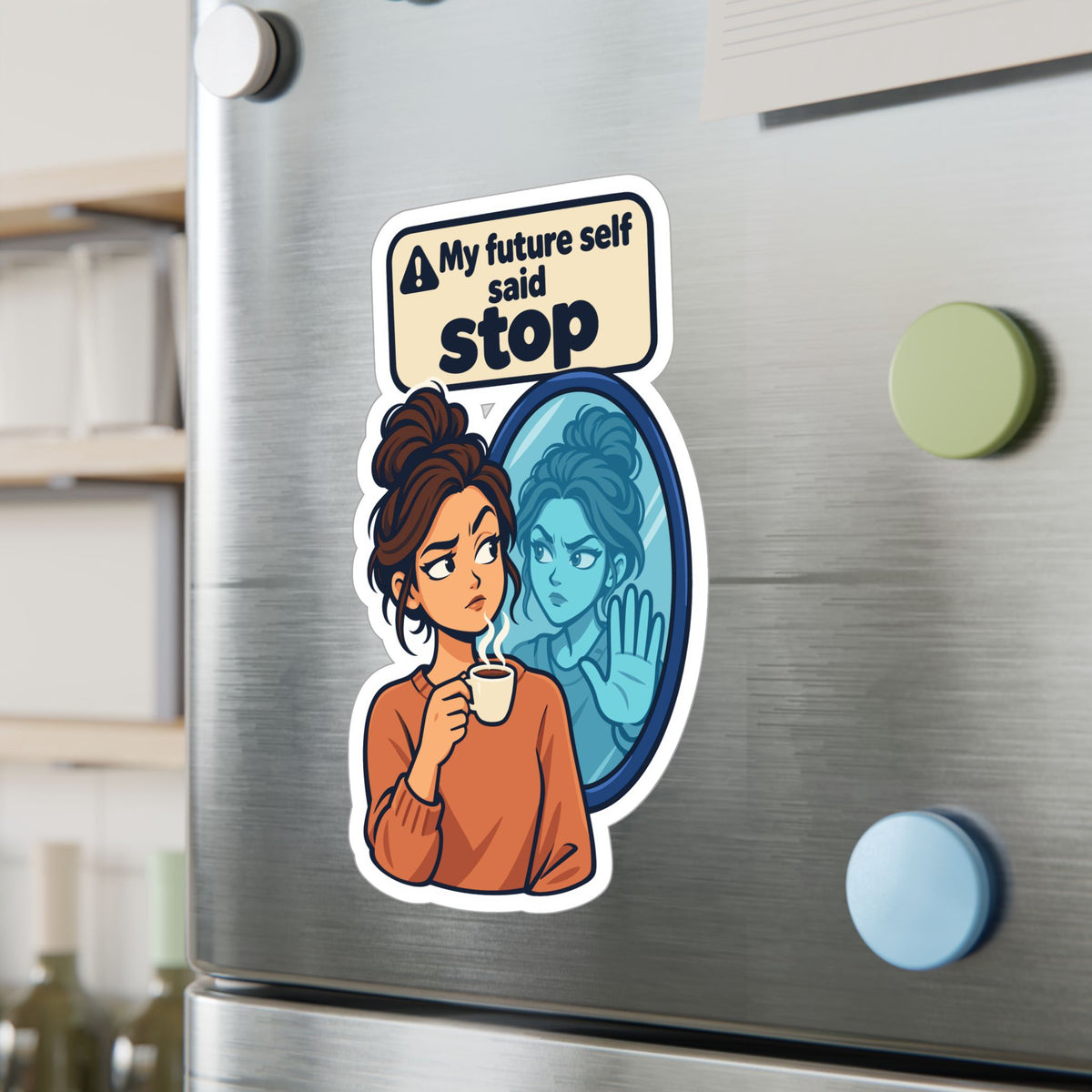 Comic Sticker – My Future Self Said Stop, Doppelgänger Warning Decals for Laptop and Water Bottle