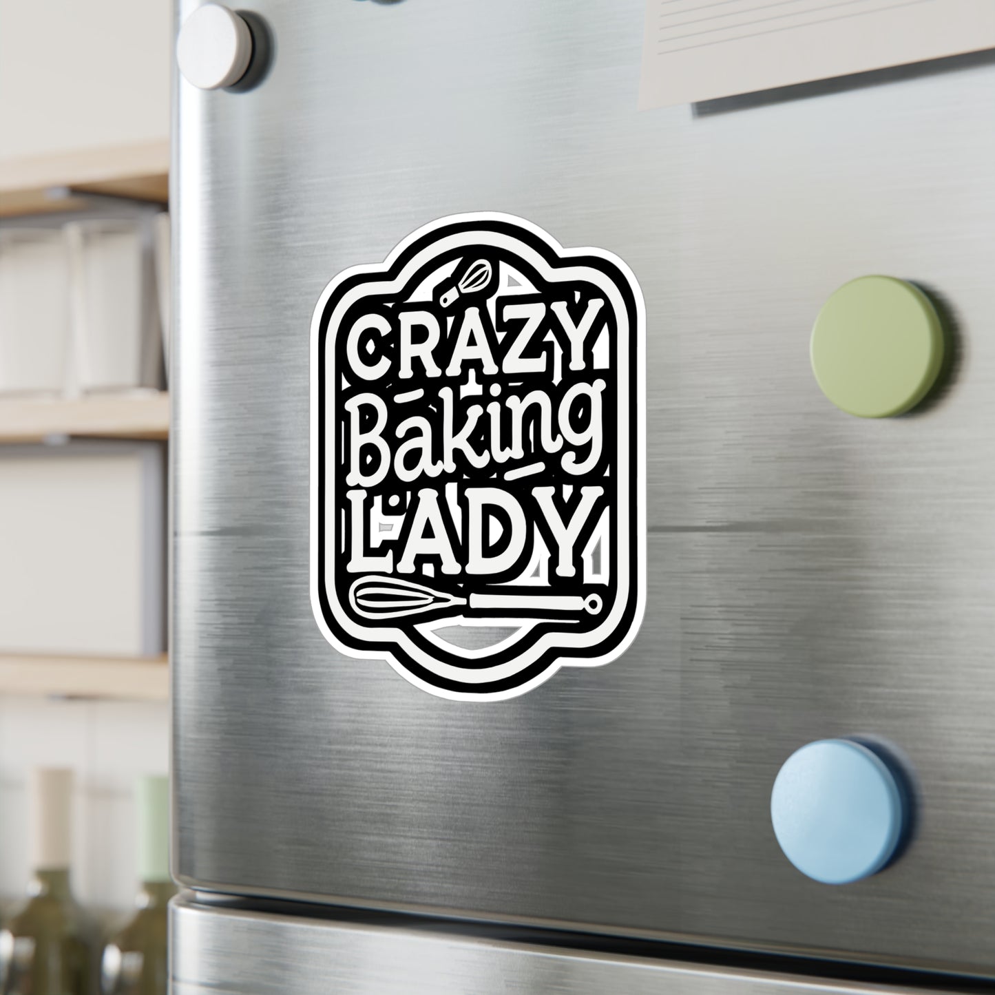Crazy Baking Lady - Baking Sticker for Car Window Laptop Sticker. Water Bottle Sticker, Vinyl Baker Decal, Oven Sticker - Baking Gift