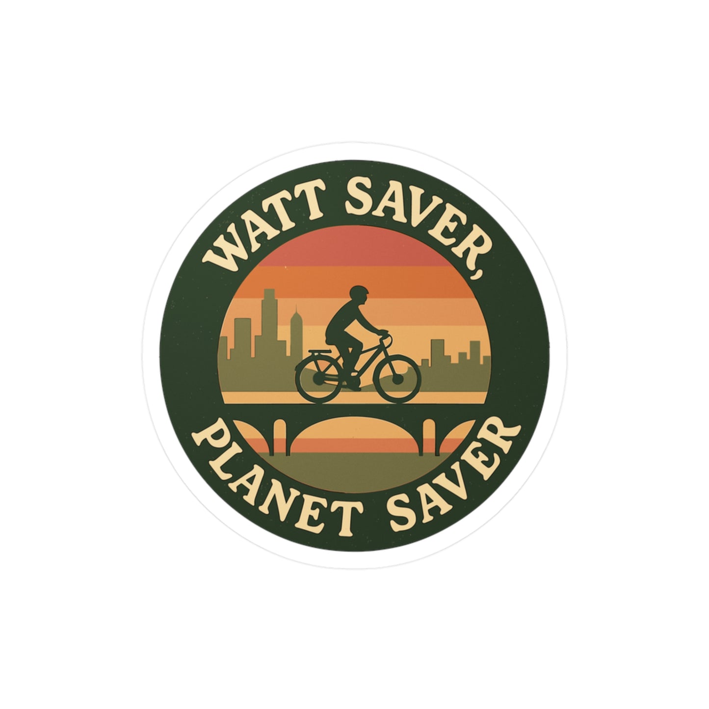E bike Sticker – "Watt Saver Planet Saver" Electric Bike Decals for Ecycling, E Cyclist, Waterproof Vinyl for Laptop, Water Bottle
