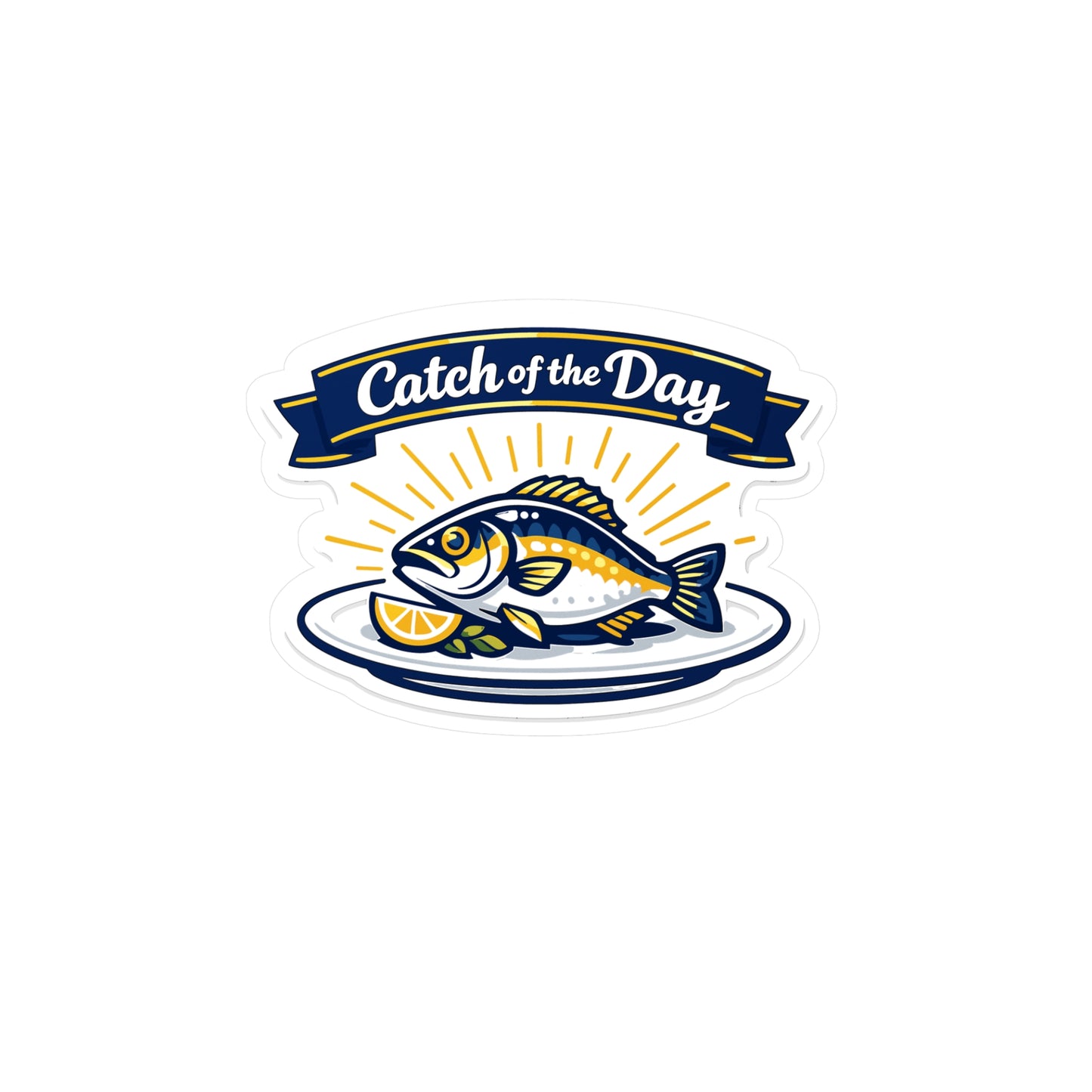 Fishing Sticker "Catch of the Day" Waterproof Vinyl Decals for Laptop Water Bottle, Angling Lake Boating Design