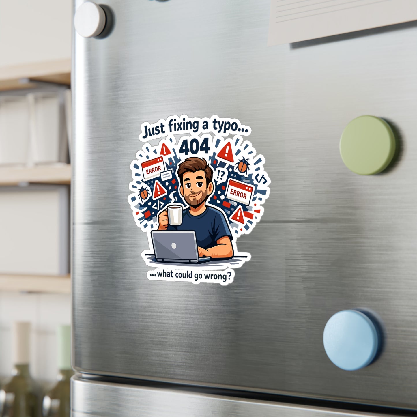 Coding Sticker “Just fixing a typo…” Programmer Decals, Funny Source Code Semicolon Vinyl Waterproof for Laptop, Water Bottle