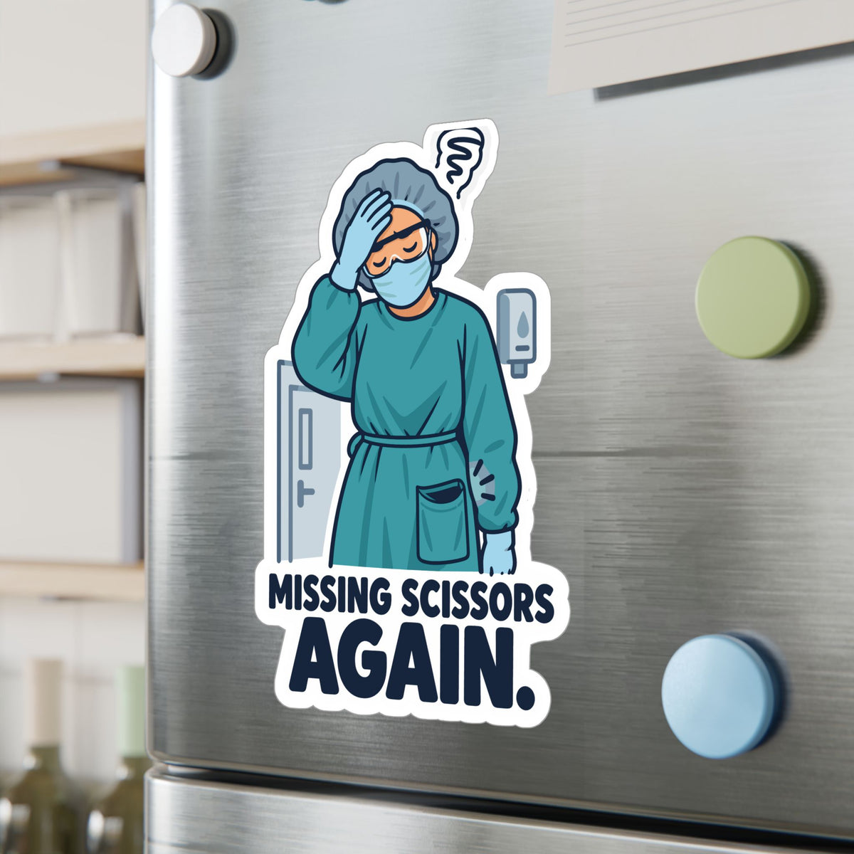 Nurse Sticker – Missing Scissors Again Funny Nursing Student Vinyl Decals for Laptop and Water Bottle