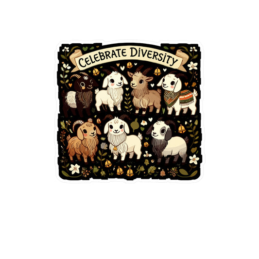 Goat Celebrate Diversity - Goat Sticker for Laptop Sticker. Water Bottle Sticker, Vinyl Inclusivity Decal - Goat Gift