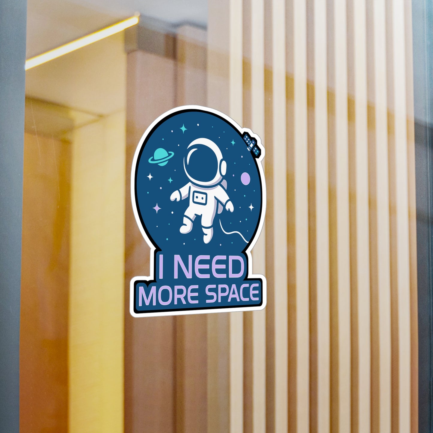 Space Sticker – "I Need More Space" Astronaut Decals, Fun Spaceman & Spaceship Design, Waterproof Vinyl for Laptop, Water Bottle