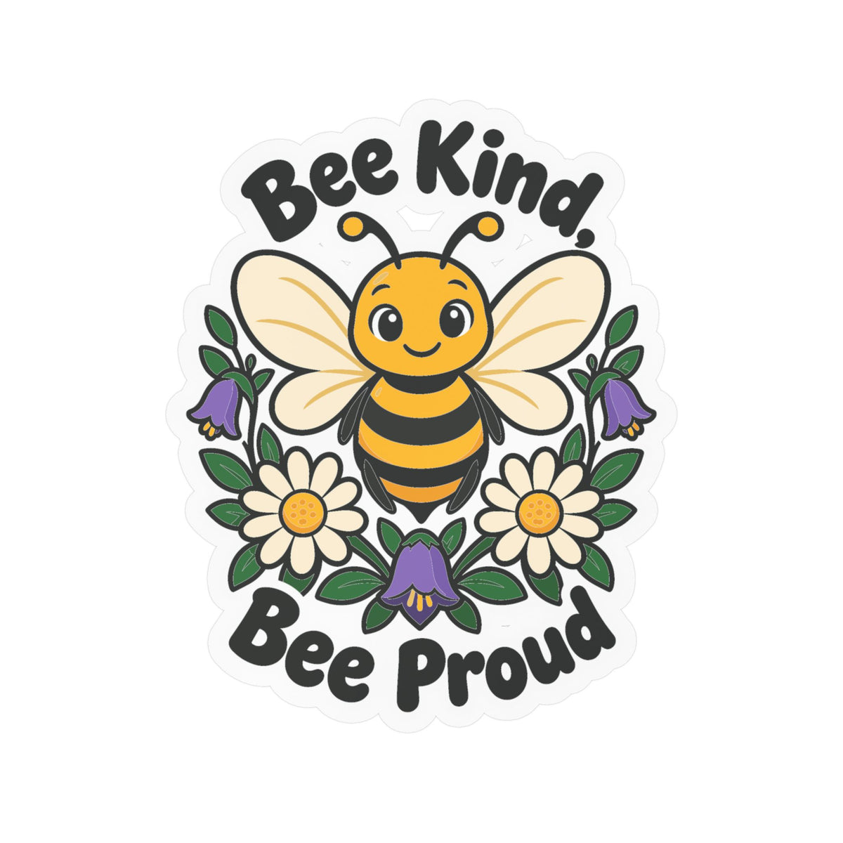 Plants Sticker - Bee Kind, Bee Proud Dandelion Design Inspired by Nature and Friendship, Decals for Laptop and Water Bottle