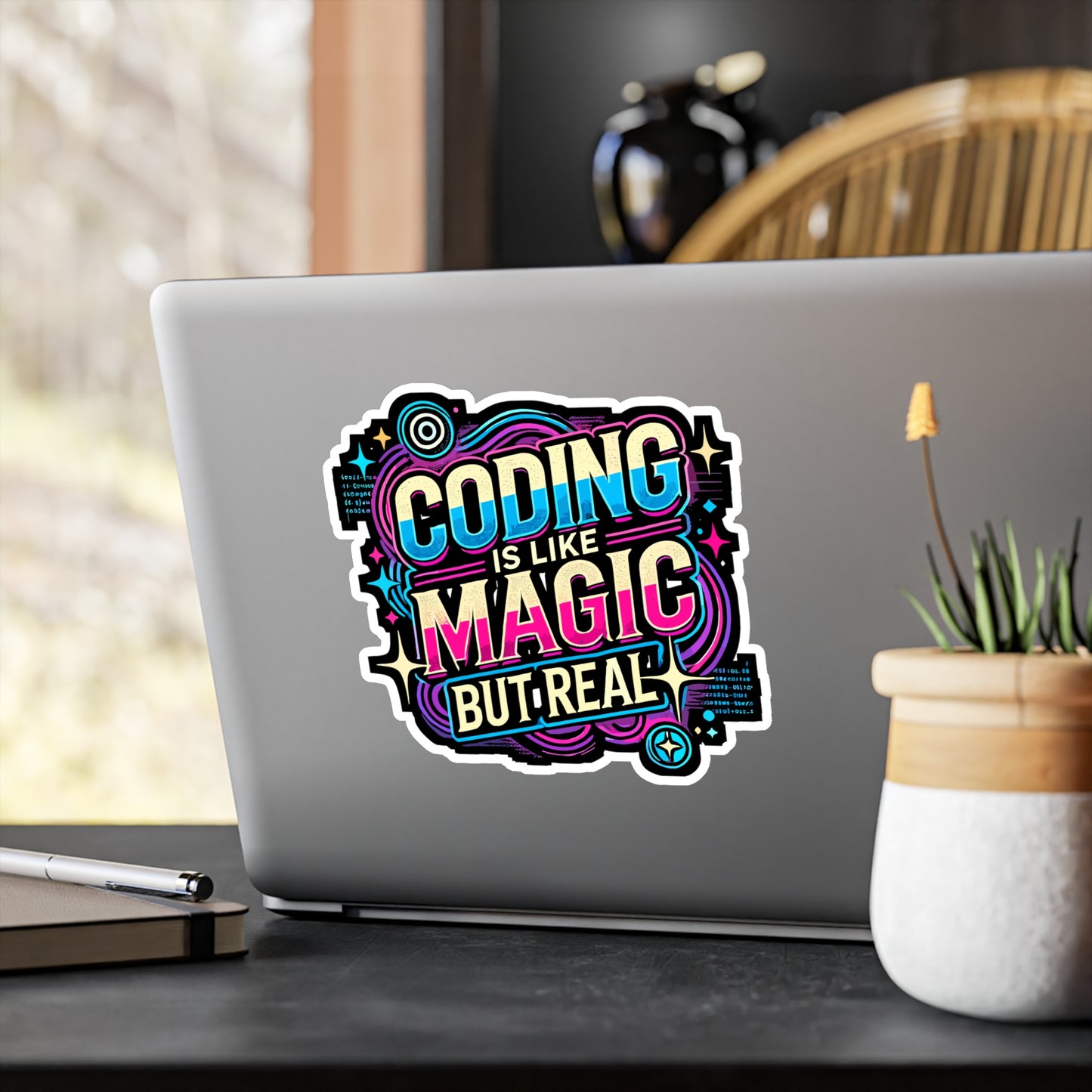 Coding Is Like Magic But Real - Coding Sticker for Laptop Sticker. Water Bottle Sticker, Vinyl Magic design Decal - Coding Gift