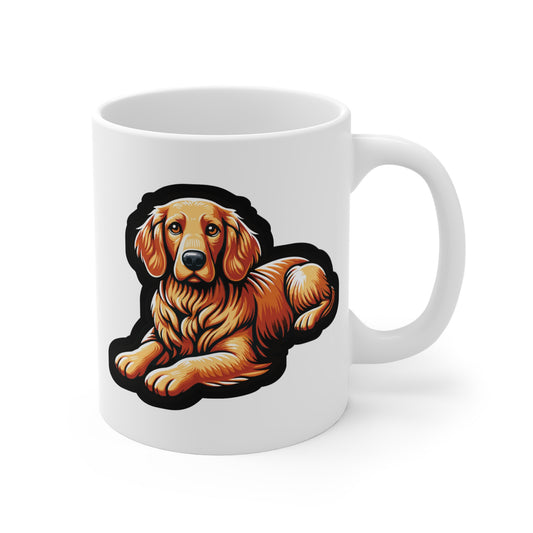 Golden Retriever - Golden Mug for Coffee 11oz. Golden Cup, White ceramic, Retriever Mug, Friendly Tea Cup - Golden Gift