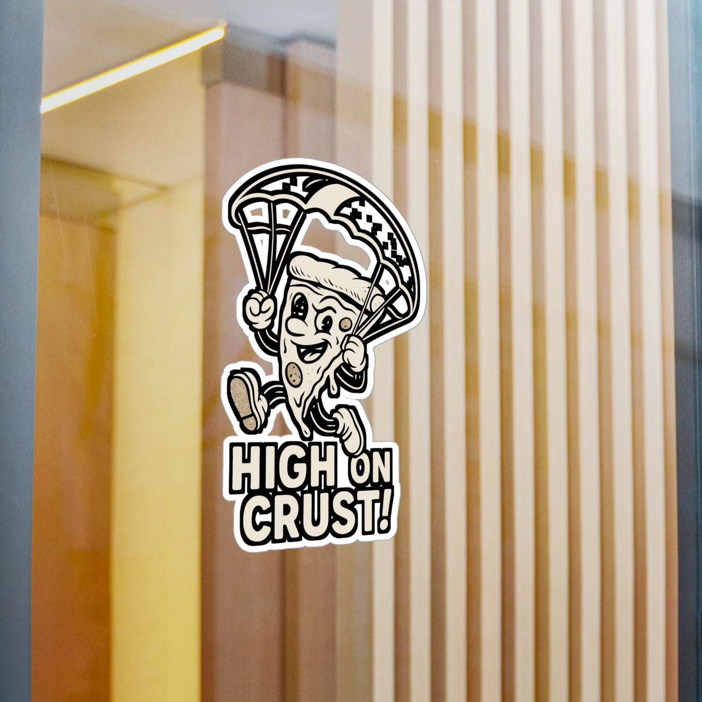 High on crust - Parachuting Sticker for Laptop, Water Bottle - Funny Gift for Skydivers, Adventure Lovers