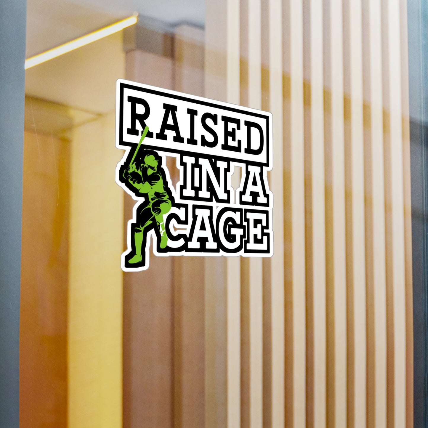 Raised In A Cage - Baseball Sticker for Wall Car Window Laptop Sticker. Water Bottle Sticker, Vinyl Softball Decal, Game Sticker - Baseball Gift