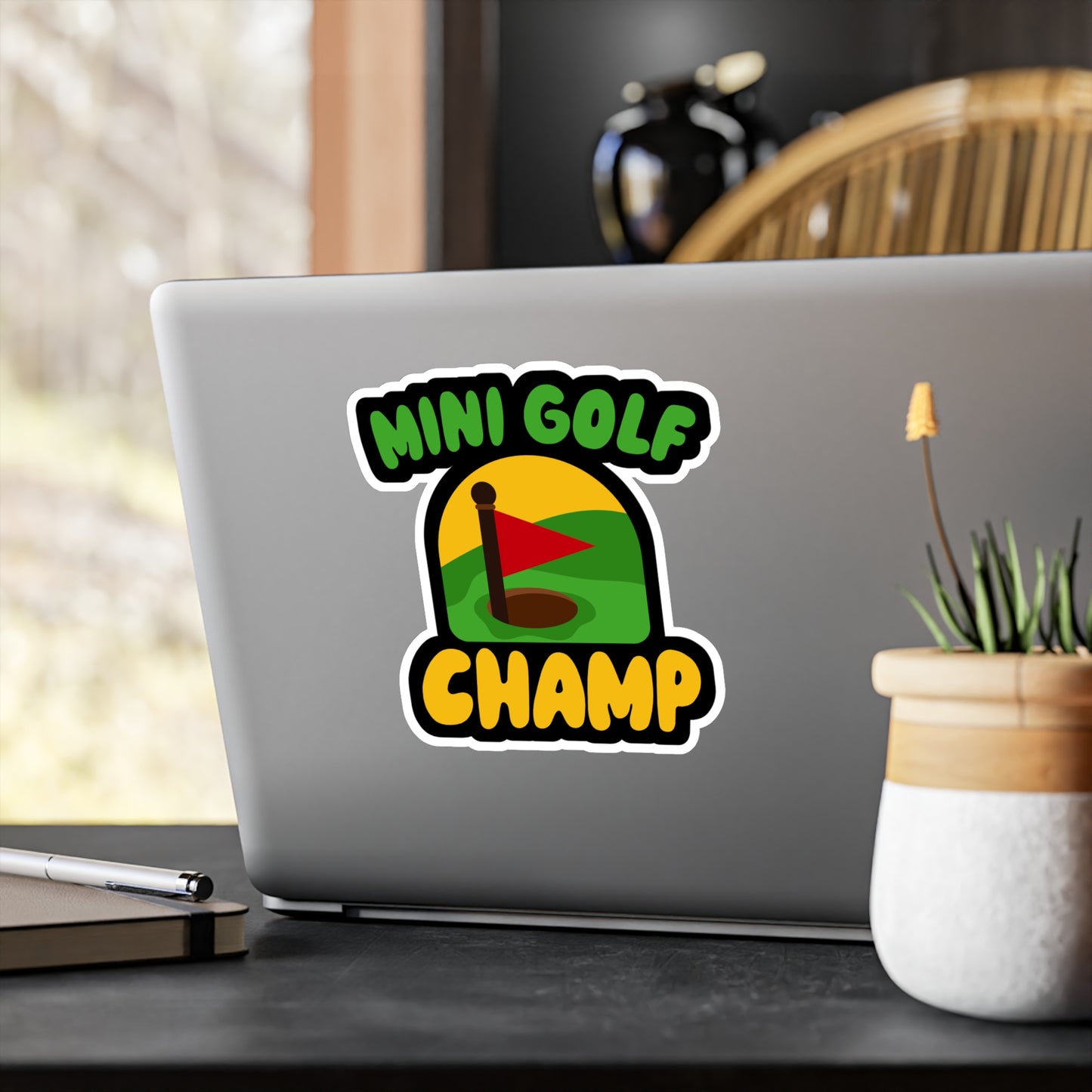 Mini Golf Champ - Golf Sticker for Wall, Laptop, Window, Truck, Car Golf Gift Vinyl Golfing Decal Sticker