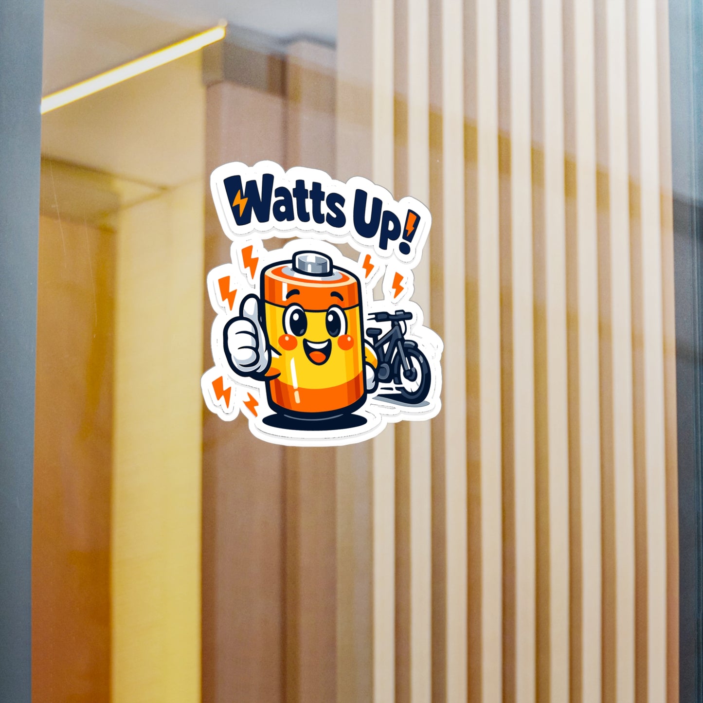 E-Bike Sticker "Watts Up!" Funny Electric Bike Decals for E Cycling, E Cyclist – Waterproof Vinyl for Laptop, Water Bottle