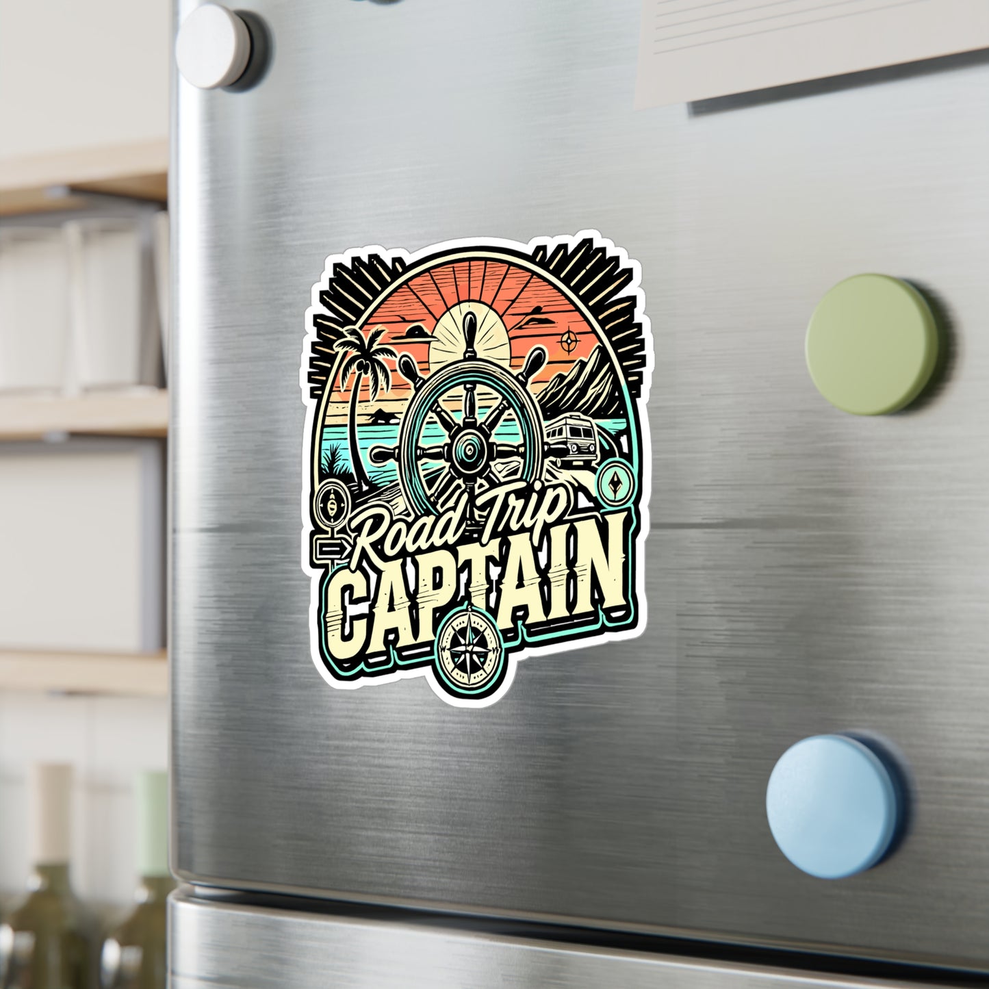 Road Trip Captain – Vinyl Road Trip Sticker for Laptop or Water Bottle | Vacation Decal, Road Trip Gift