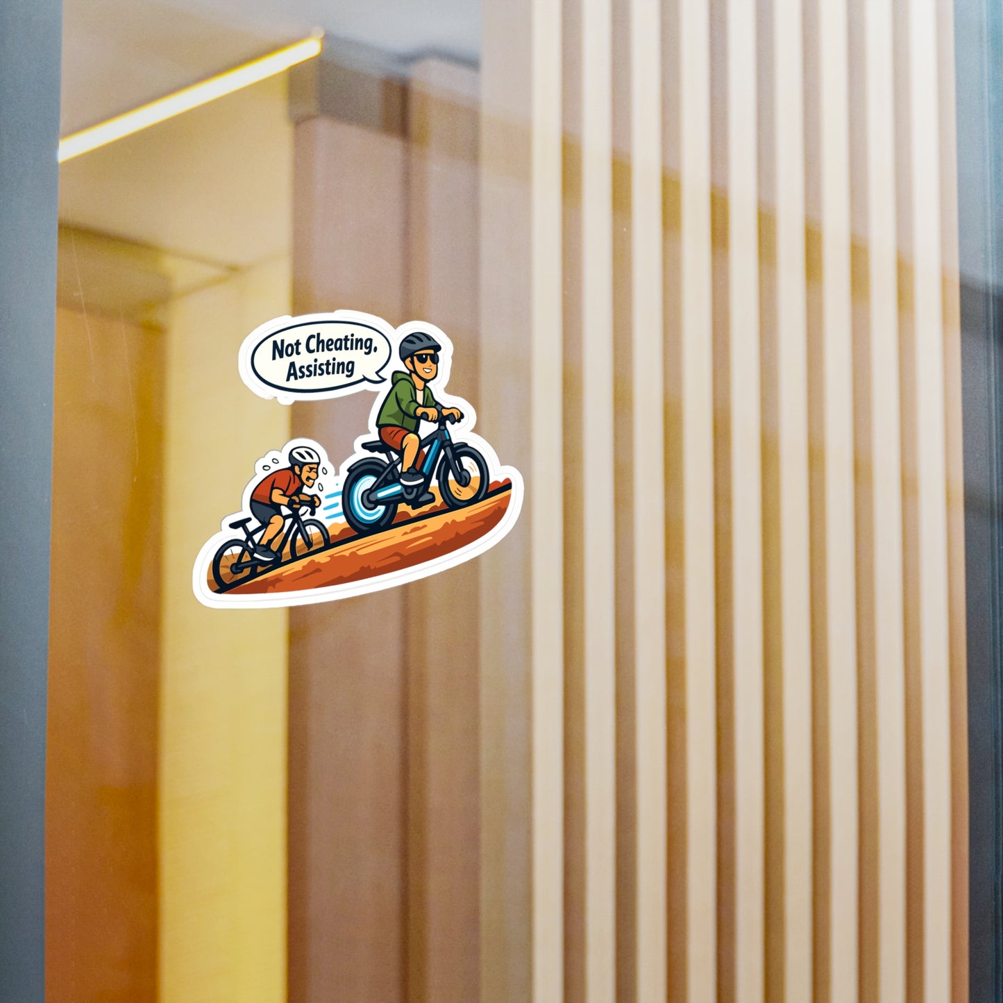 E-Bike Sticker Not Cheating, Assisting funny electric bike decals waterproof vinyl for Laptop Water Bottle ecycling e cyclist