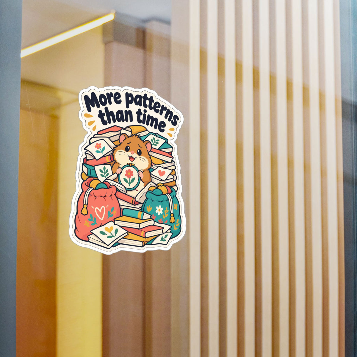 Embroidery Sticker – More Patterns Than Time – Needlework Decals for Stitching and Crafting Lovers, Laptop or Water Bottle