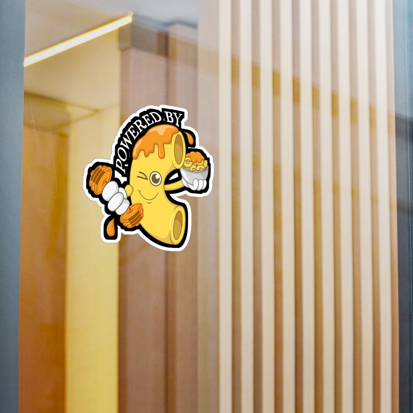 Mac & Cheese Powered By - Macaroni Sticker for Laptop Sticker. Water Bottle Sticker, Vinyl Mac Decal - Macaroni Gift