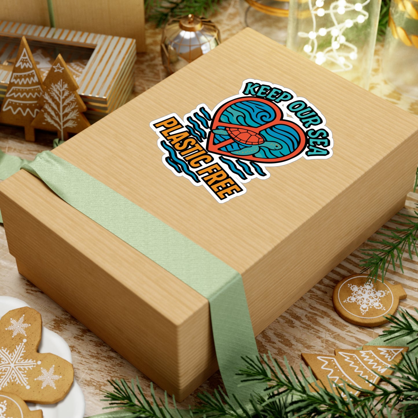 Keep Our Sea Plastic Free – Turtle Sticker for Laptop, Water Bottle & Eco-Friendly Gifts