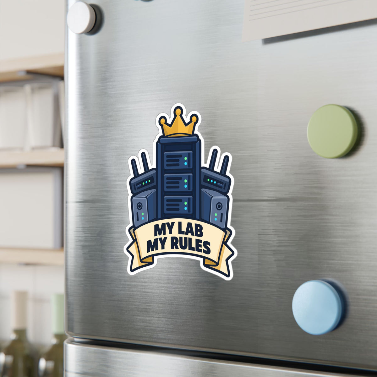 tech Sticker - My Lab My Rules, Reboot Button and Bandage Design for Laptop and Water Bottle Decals
