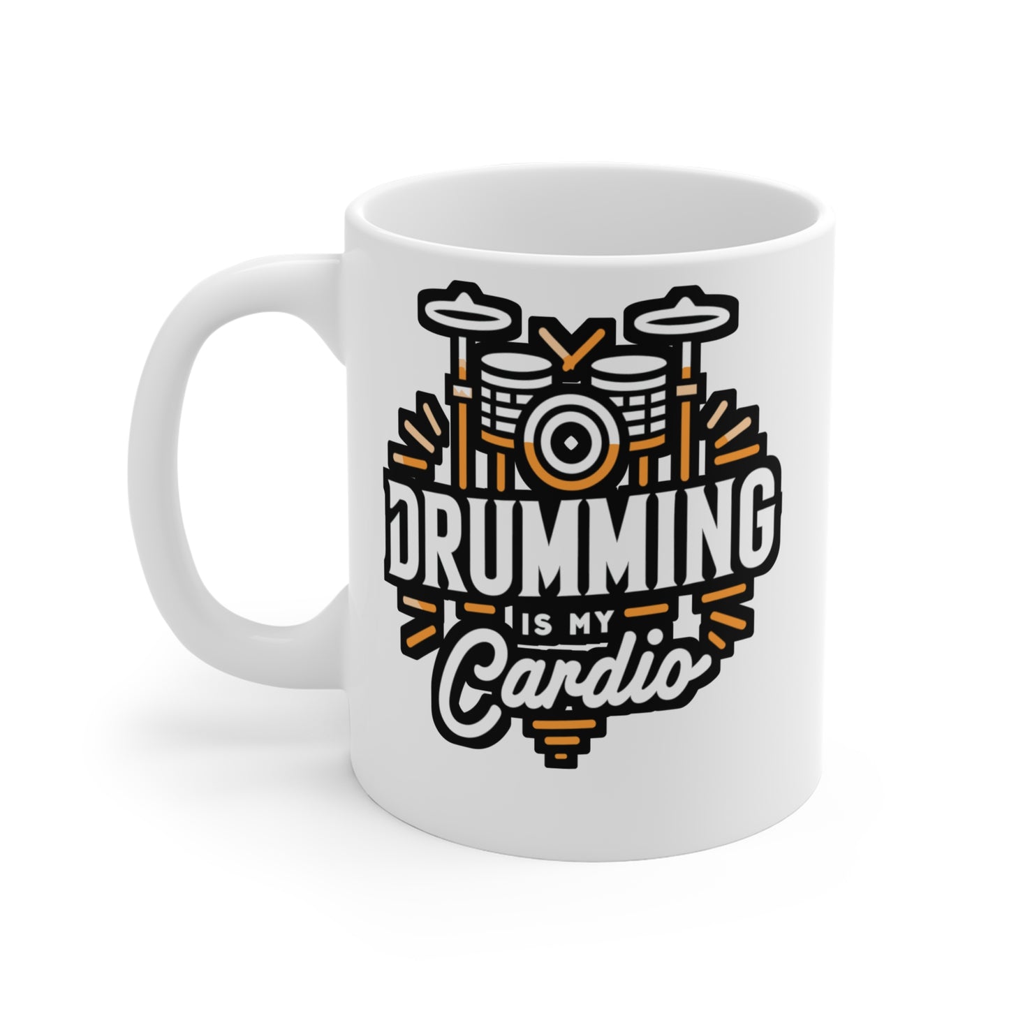 Drumming is my cardio - Audio-engineer Mug for Coffee 11oz. Audio-engineer Cup, White ceramic, Monitor Mug - Audio-engineer Gift