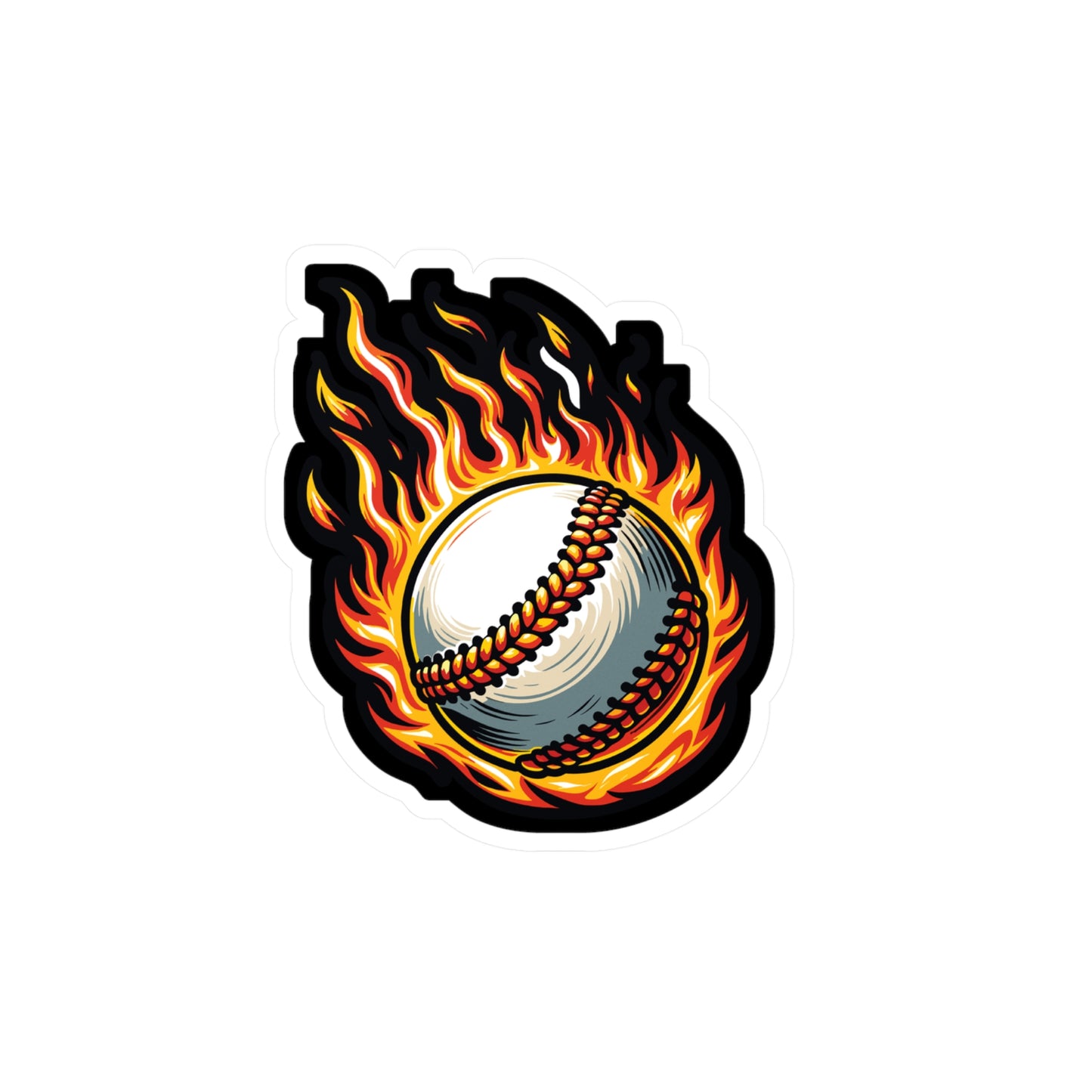 Fire Baseball - Baseball Sticker for Car Window Laptop Sticker. Water Bottle Sticker, Vinyl Player Decal, Sports Sticker - Baseball Gift