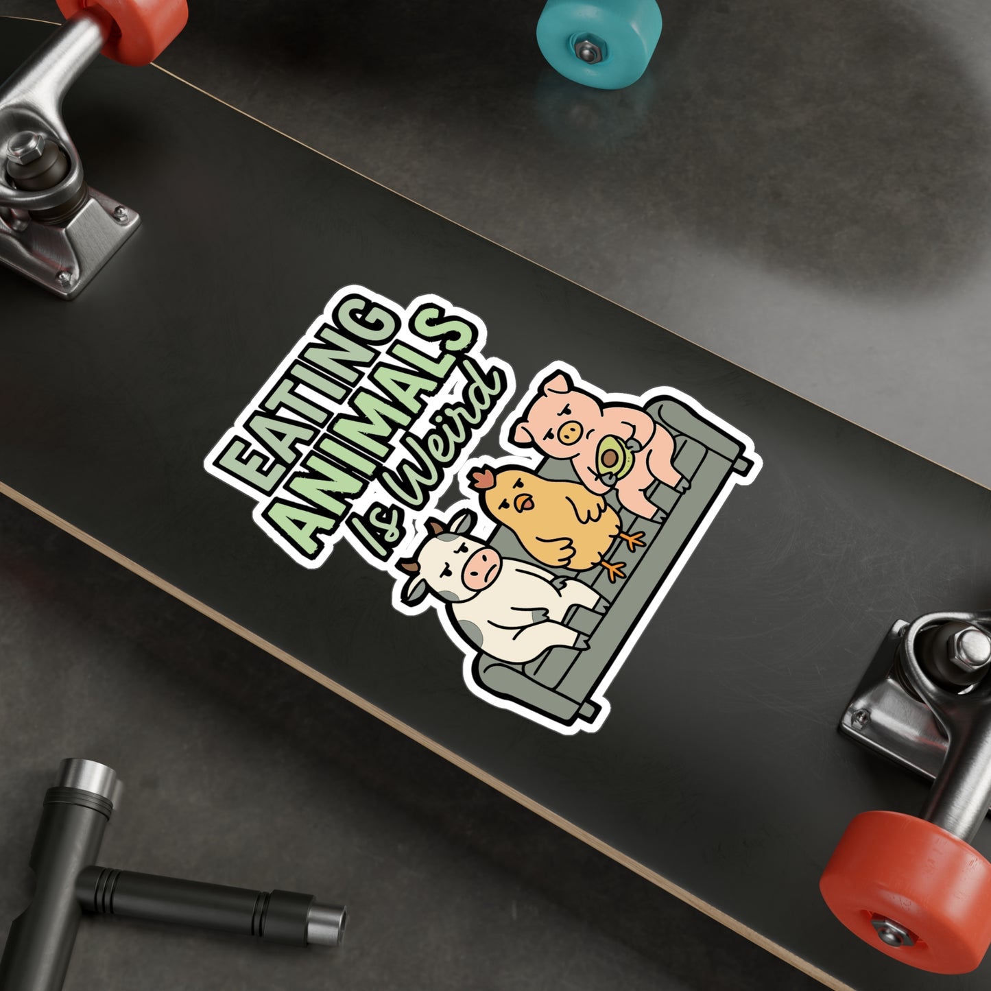 Vegan Sticker "Eating Animals Is Weird" – Funny Vinyl Decals for Laptop, Water Bottle, Vegetarian, Vegetable Rights, Waterproof